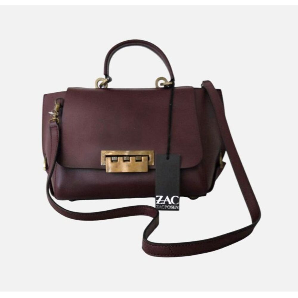 Zac Posen Eartha Folded Gusset Vino Burgundy Leather Top Handle Bag NWT